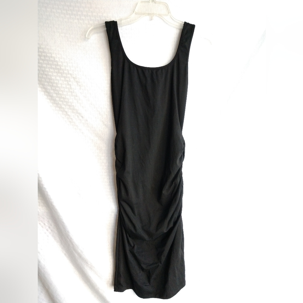 Laughido Tank Dress Black Body Con Ruched Size Medium Chest 34"